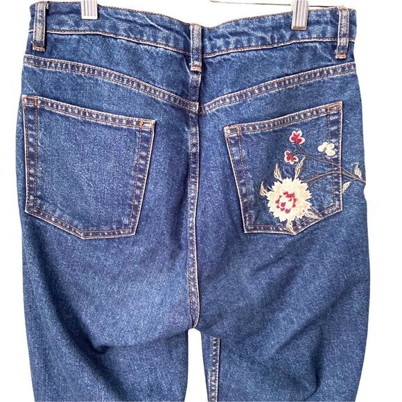 Topshop Dark Blue Embroidered Mom Jeans in Size W28 L32 - Picture 11 of 16